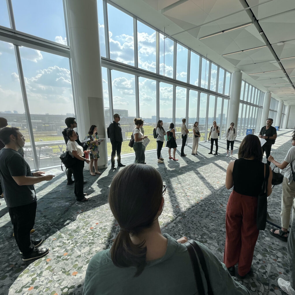 EDD's Franco Montalto begins leading a tour of the Javits Center Green Roof from inside.